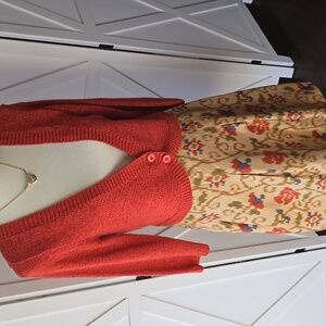 August Silk Rich Rust Color Cropped Buttoned Cardigan